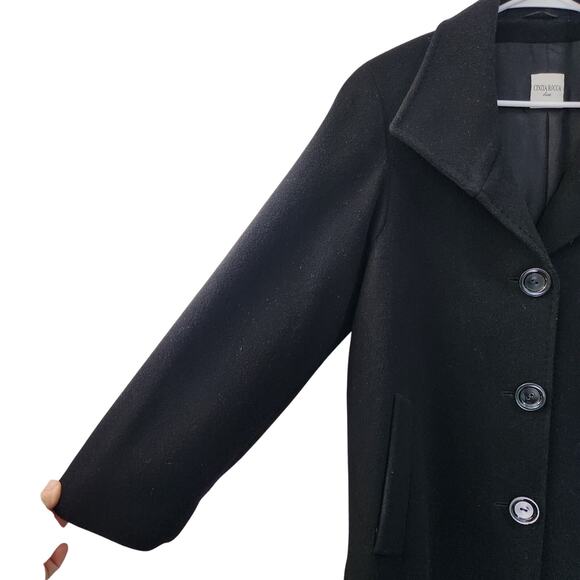 CINZIA ROCCA Cashmere Wool Blend Coat 8 Black Classic Quiet Luxury Office Fall - Picture 4 of 10